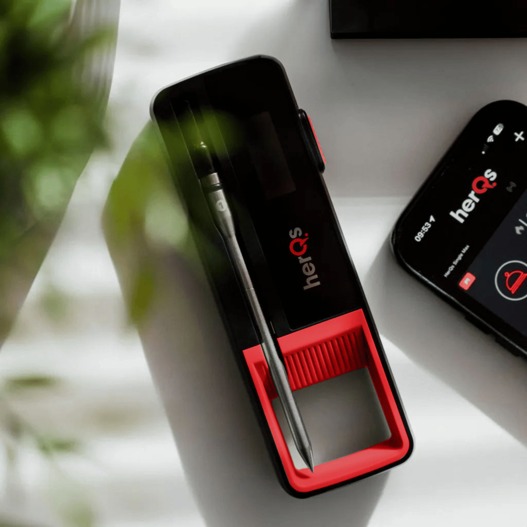 herQs single max is een draadloze bluetooth vleesthermometer