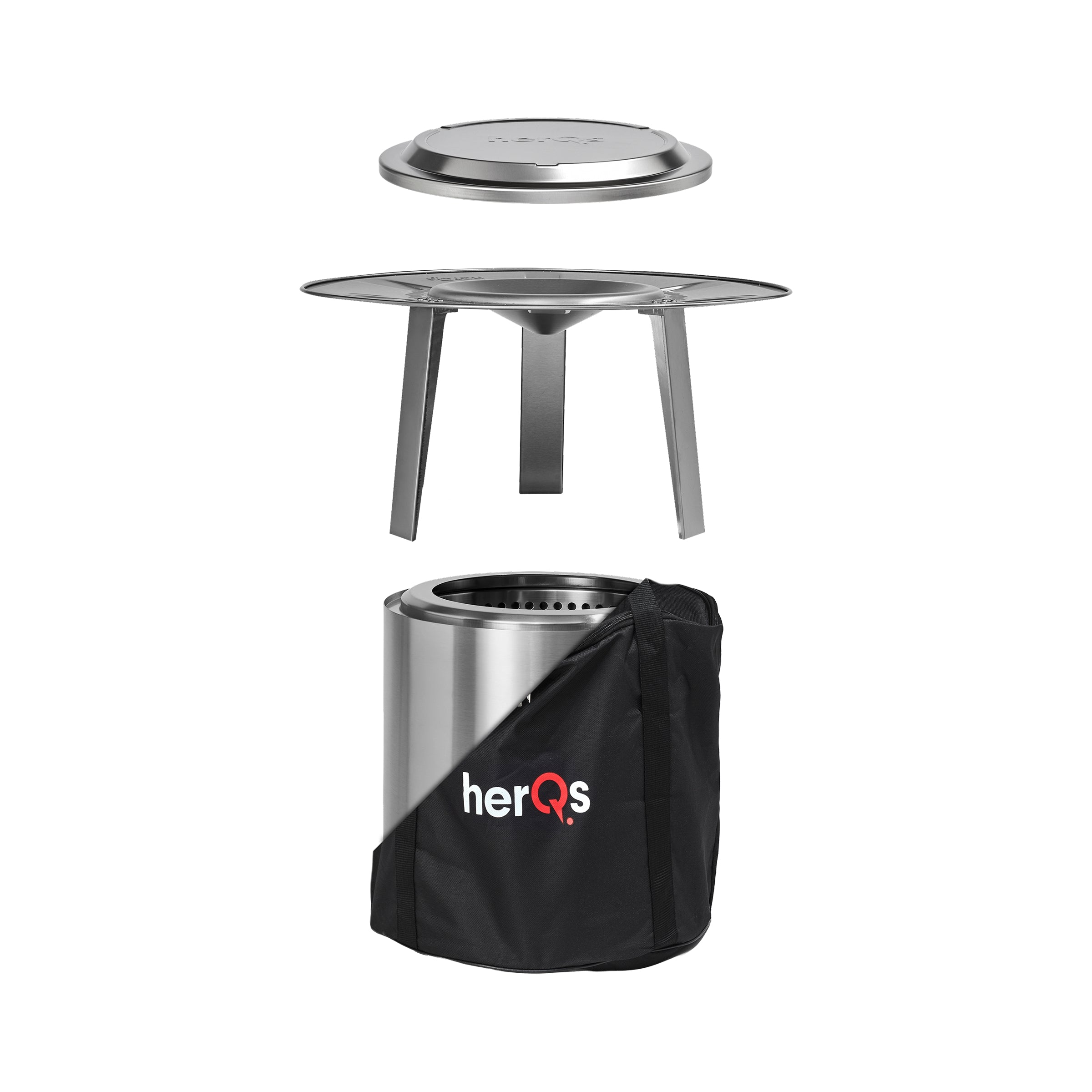 herQs Smokeless FirePit Cozy + Heater + Closer