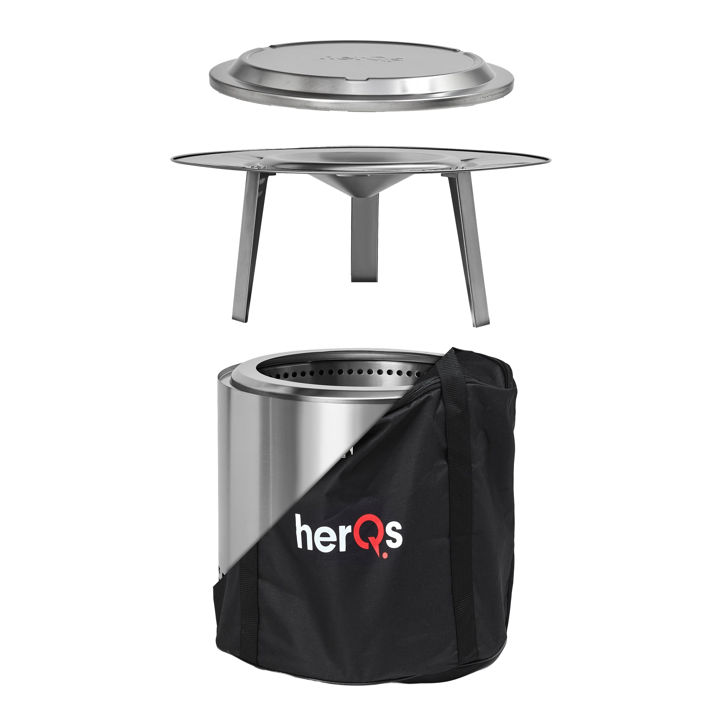 herQs Smokeless FirePit Blaze + Heater + Closer