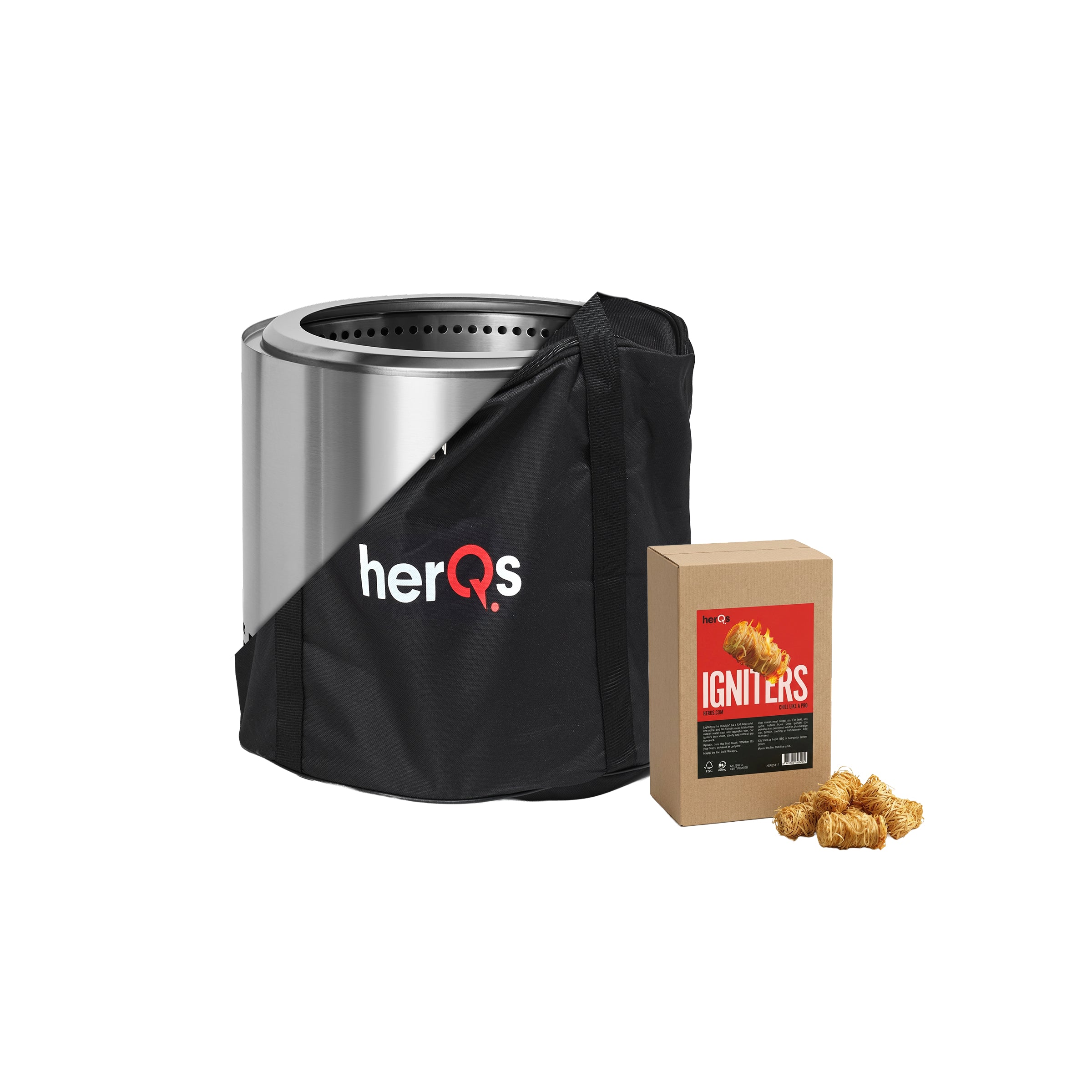 herQs Smokeless FirePit Blaze + Igniters