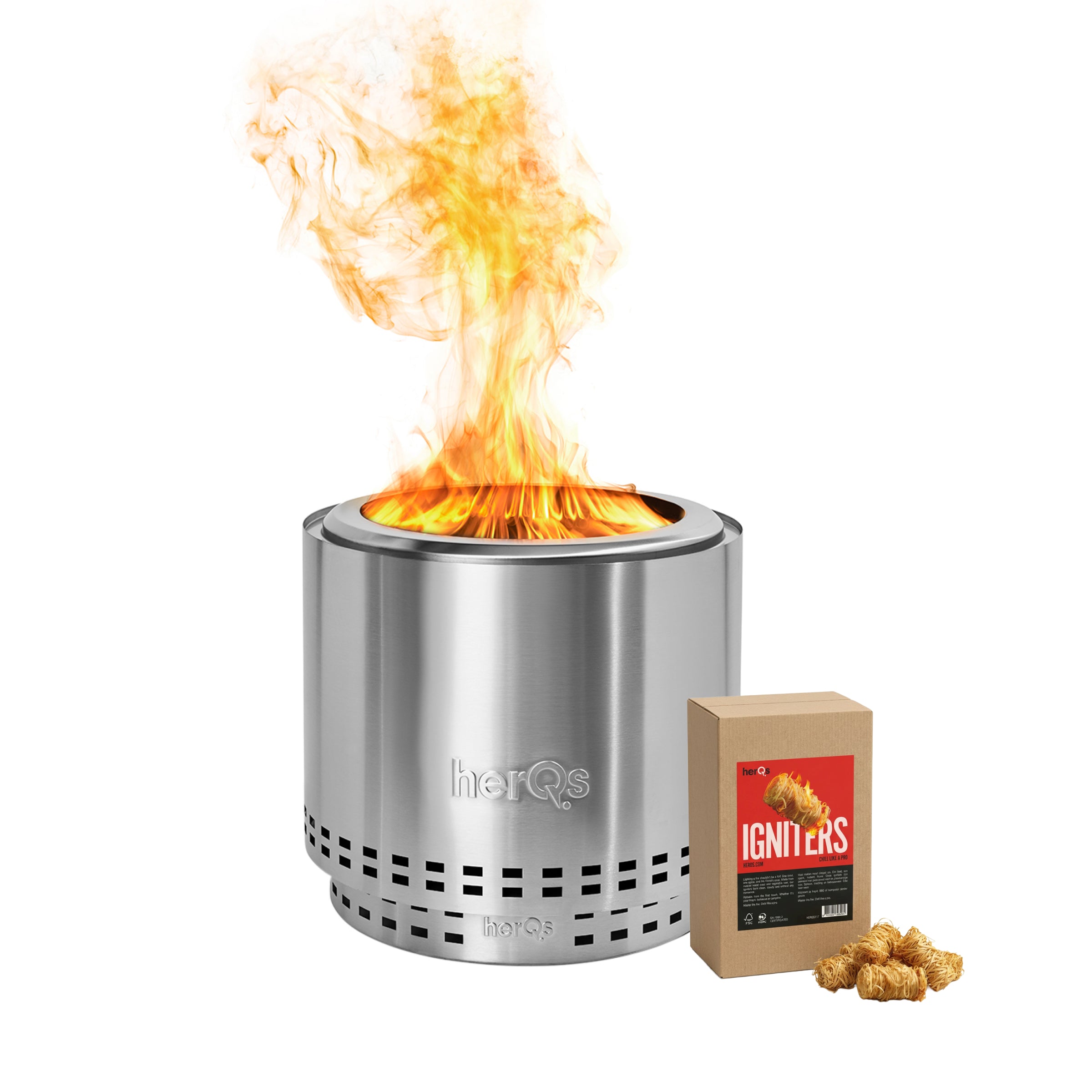 herQs Smokeless FirePit Blaze + Igniters