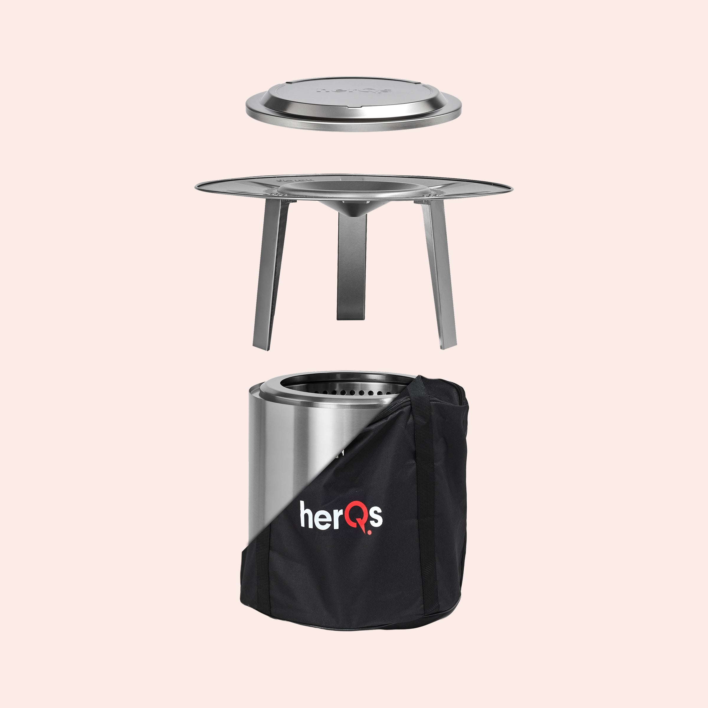 herQs Smokeless FirePit Cozy + Heater + Closer