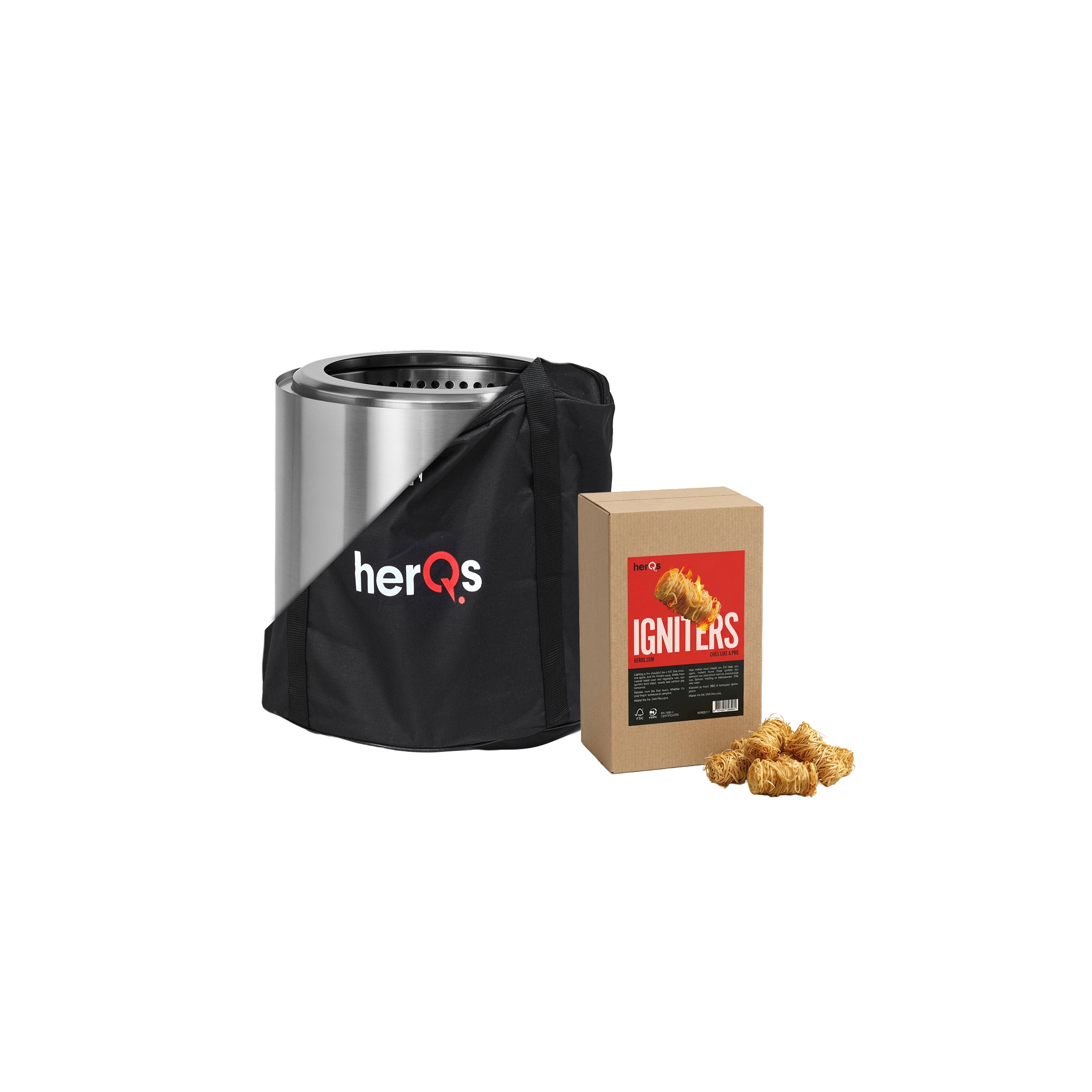 herQs Smokeless FirePit Cozy + Igniters